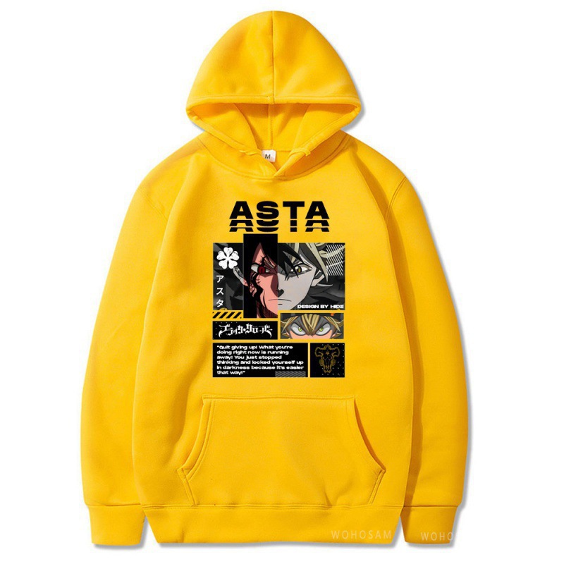 Black Clover negro de cinco hojas Asta más suéter de terciopelo deportivo sudadera con capucha anime hoodie