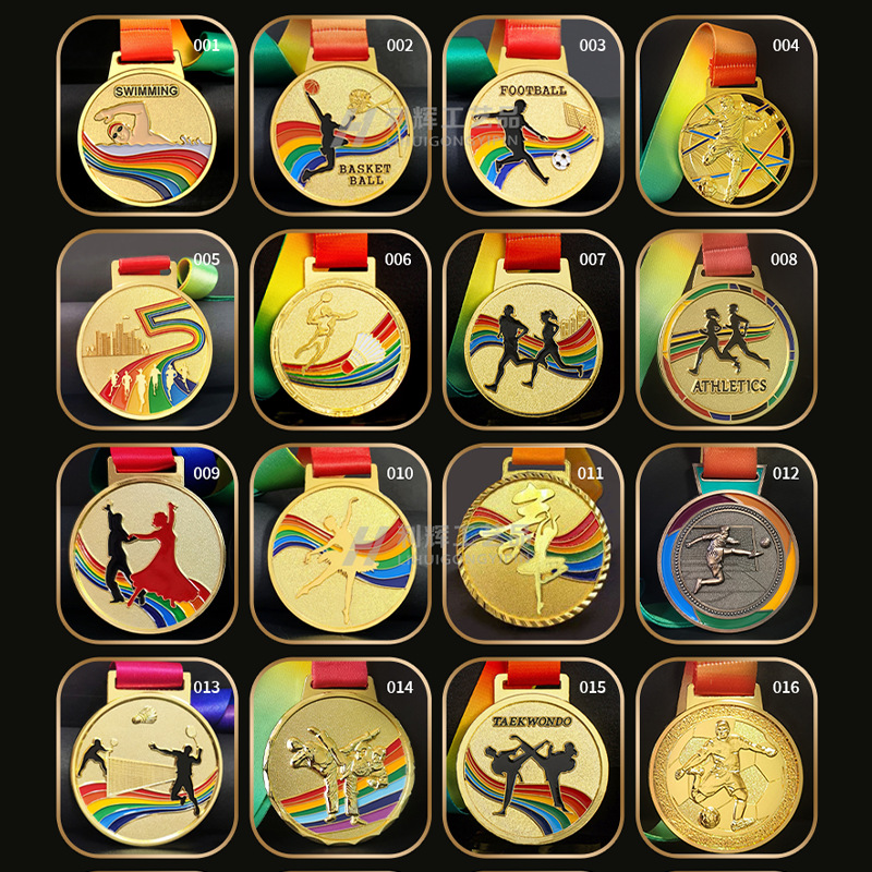 Medalla en stock al por mayor de metal pintura medalla conmemorativa personalizada actividad publicidad medalla pintura competencia medalla de oro
