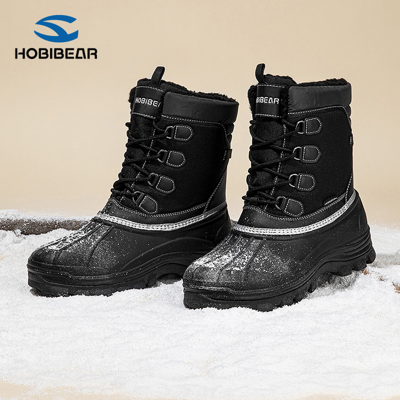 HOBIBEAR 남성용 스노우 부츠 성인 겨울 미드 배럴 빅 헤드 부츠 영국 바람 내한성 코튼 부츠 공장 직판