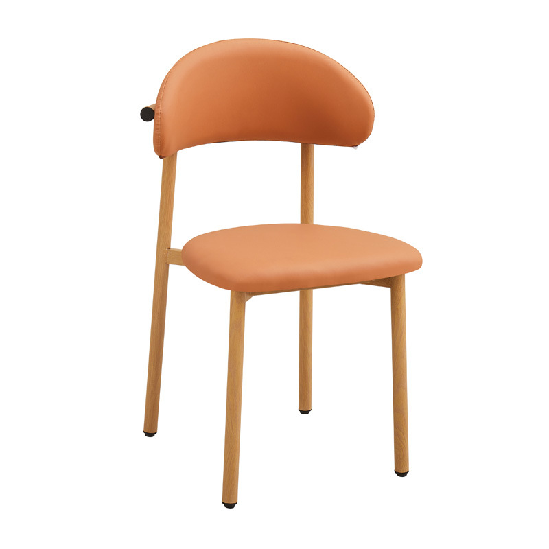 Silla de comedor de lujo ligero, cojín de cuero para el hogar, silla de ocio, silla de recepción de hotel, silla de banquete comercial, silla de comedor