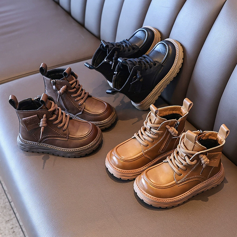 Детский второй хлопок Мартин сапоги 2024 осень и зима новый мальчик английский стиль сапоги для девочек иностранные повседневные хлопковые сапоги