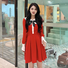 紅色連衣裙孟子義明星同款法式連衣裙氣質韓版高端女裝連衣裙批發