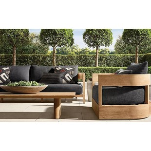 Simple Outdoor Solid Wood Sofa Combination Villa Hotel High-End Open-Air Sofa Courtyard Garden Waterproof Teak Furniture