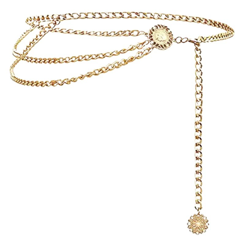 Европейские и американские трансграничные украшения личность цветок солнца круглая карточная цепочка на талию Женская Ретро Темперамент национальная цепочка ветра для тела Женская