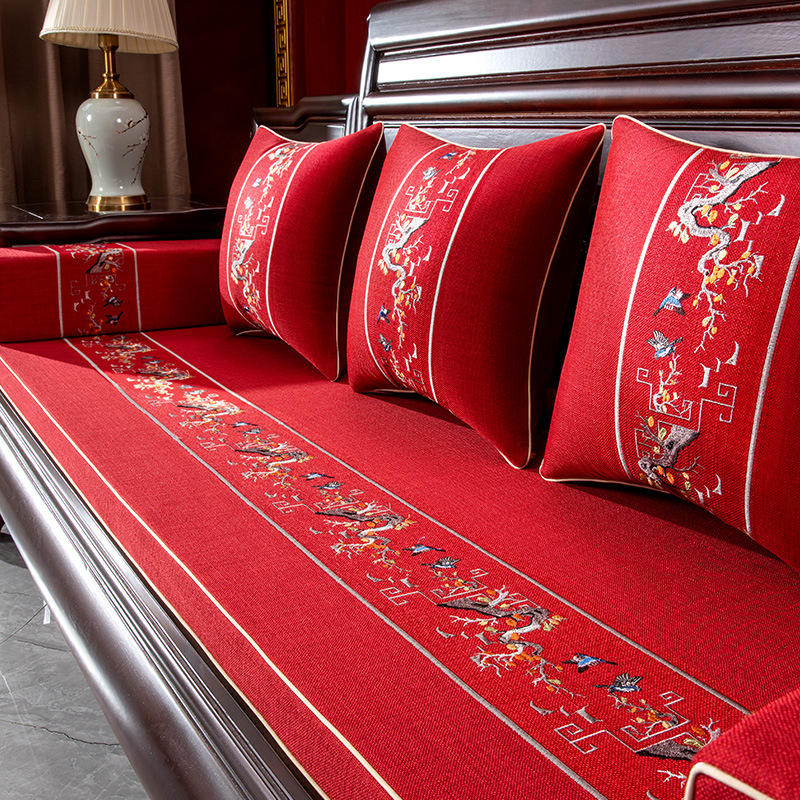 Rosewood sofá cojín nuevo estilo chino sofá de madera maciza funda de cojín muebles luohan cama Silla de látex esponja cojín antideslizante