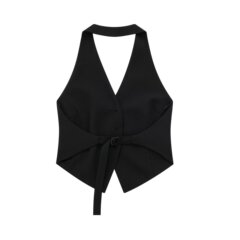 ZR foreign trade wholesale European and American style women's clothing French backless halter neck short vest top 7926446 800