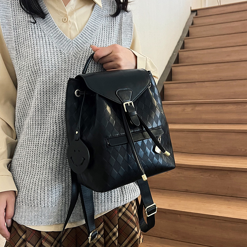 双肩包女2024新款pu复古撞色女士单肩包软皮时尚包包大学生背包潮