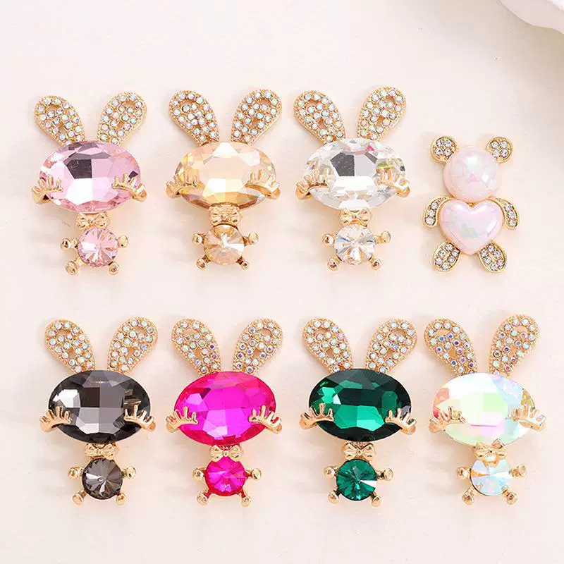 弋恋饰品 Rabbit, accessory, cute phone case, new collection, with gem, DIY
