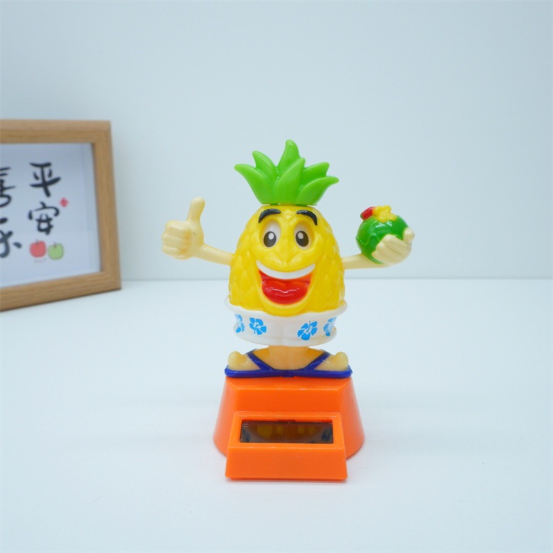 太阳能摆件菠萝头摇头公仔卡通礼物儿童跨境内饰创意内饰汽车用品详情3