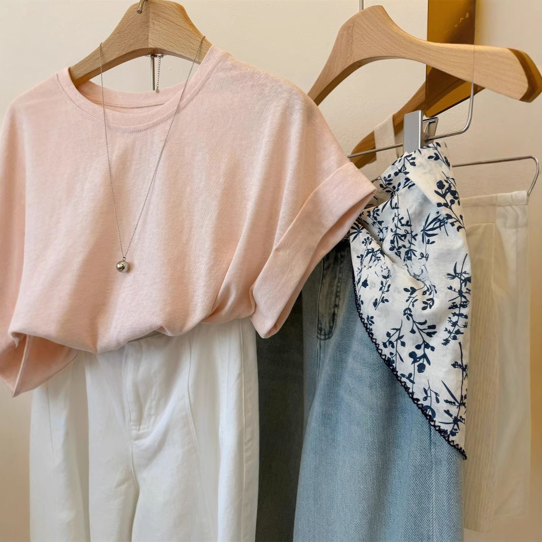 MUYANG recomendado! Camiseta de manga corta larga y manga corta con mangas enrollables y perezosas