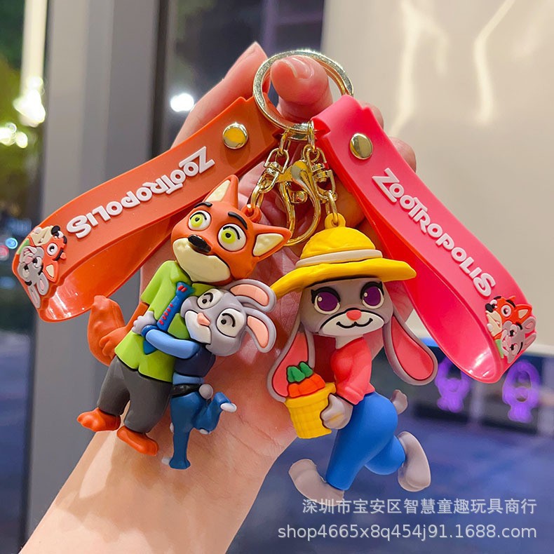 Caricatura nueva ciudad de animales locos lindos Judy llaveros bolsos de pareja colgantes al por mayor