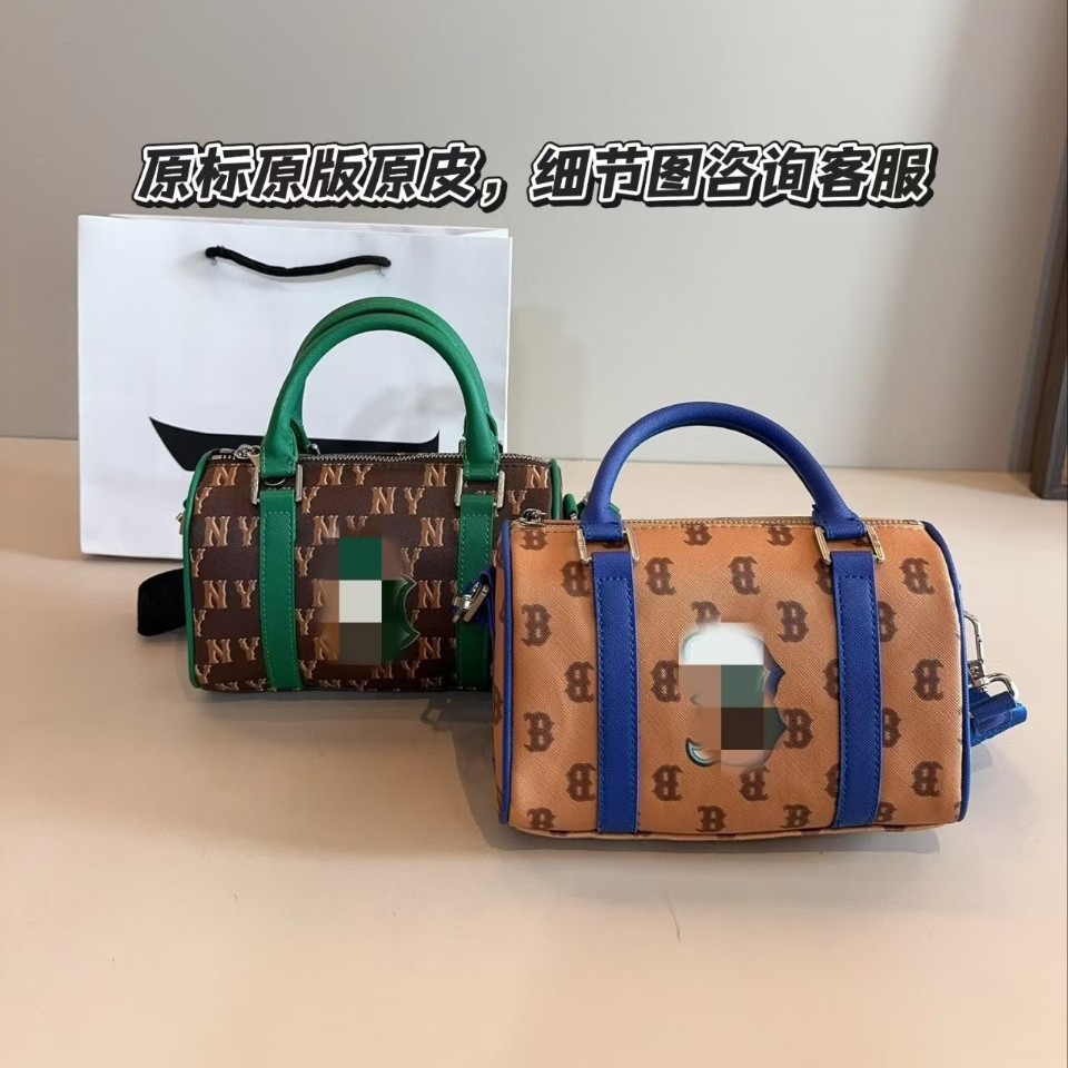 韩国mb波士顿包2024新款复古老花枕头包女士时尚潮流单肩斜挎包