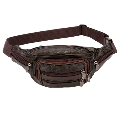 6 multifunctional cowhide waist bags for men large capacity street stall business cashier coin purse manufacturer wholesale