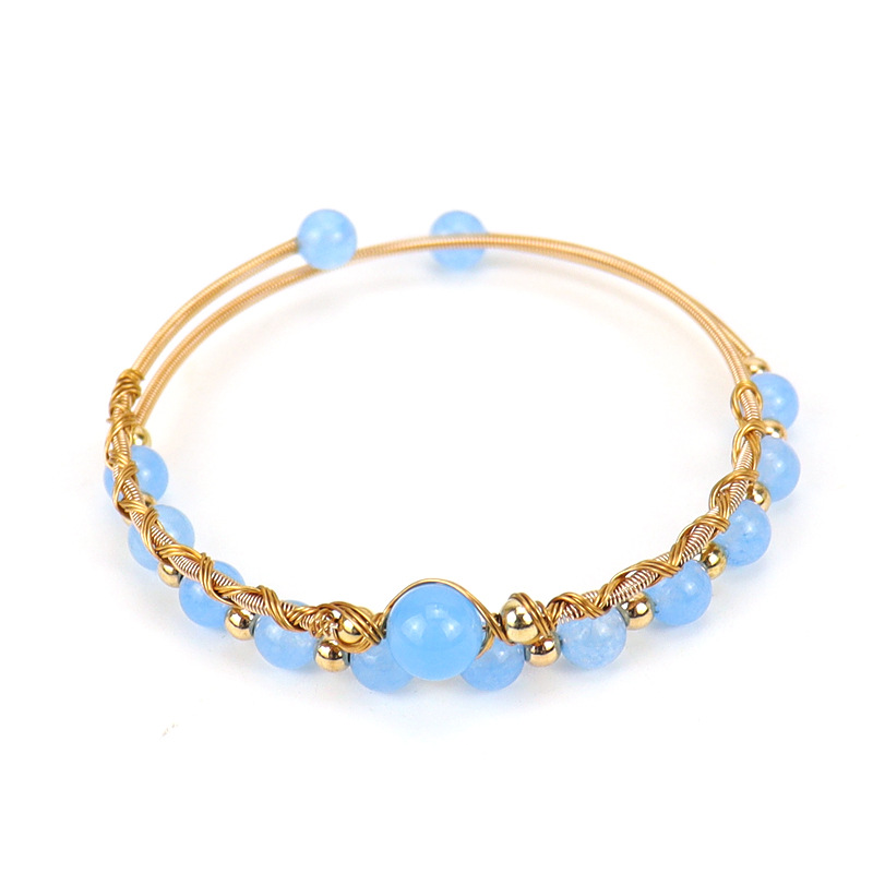 Fashion Geometric Copper Plating Natural Stone Bangle 1 Piece