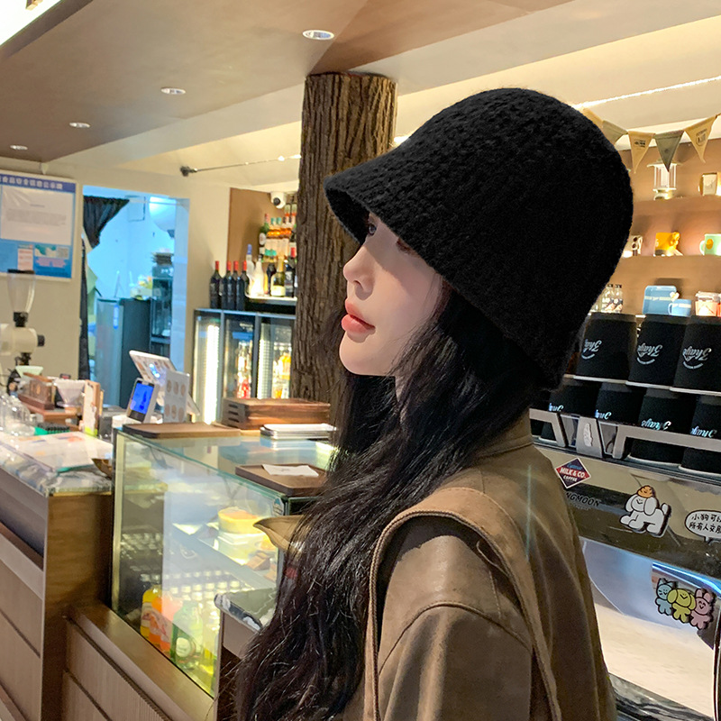 Knitted Hat Children's New Autumn and Winter Face Show Small Solid Color Simple Wool Bucket Hat Warm and Fashionable_voghion.com