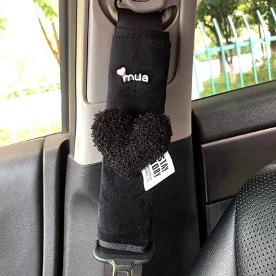 Sürətlər qutusu və əl tormozu başlıqları, Mua Heart-Shaped Safety Belt Shoulder - mua-black-love-plush-shoulder-pads-single