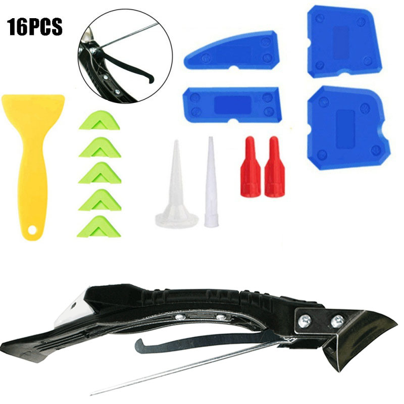 跨境16件套美缝工具5合一勾刀刮胶器金属头填缝胶刮板玻璃胶刮刀