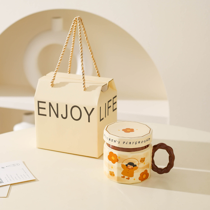 Vintage Girl Taza de cerámica regalo de mano pareja taza de agua taza de oficina de chicas taza de café