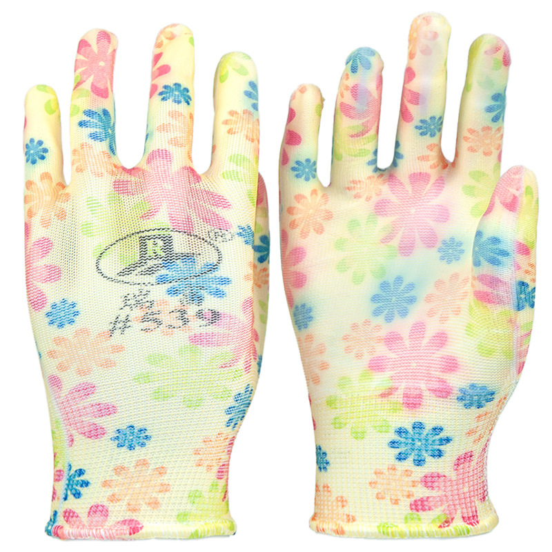 Ruifu # 539 guantes de protección laboral de color delgado PU recubierto con goma de palma, cómodos y resistentes al desgaste, antiestático, permeable a la ventilación y resistente al deslizamiento