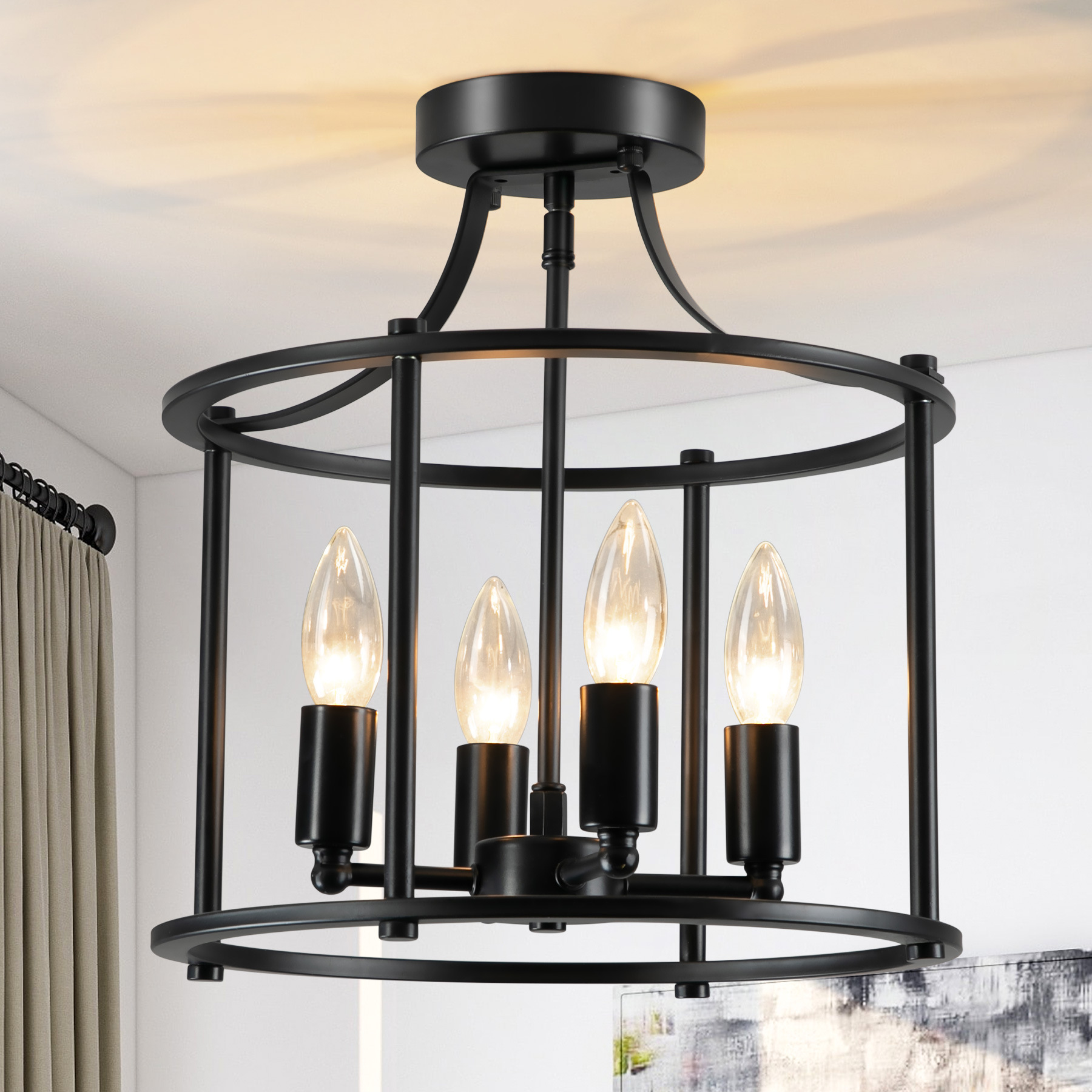 美式乡村复古客厅吊灯定制