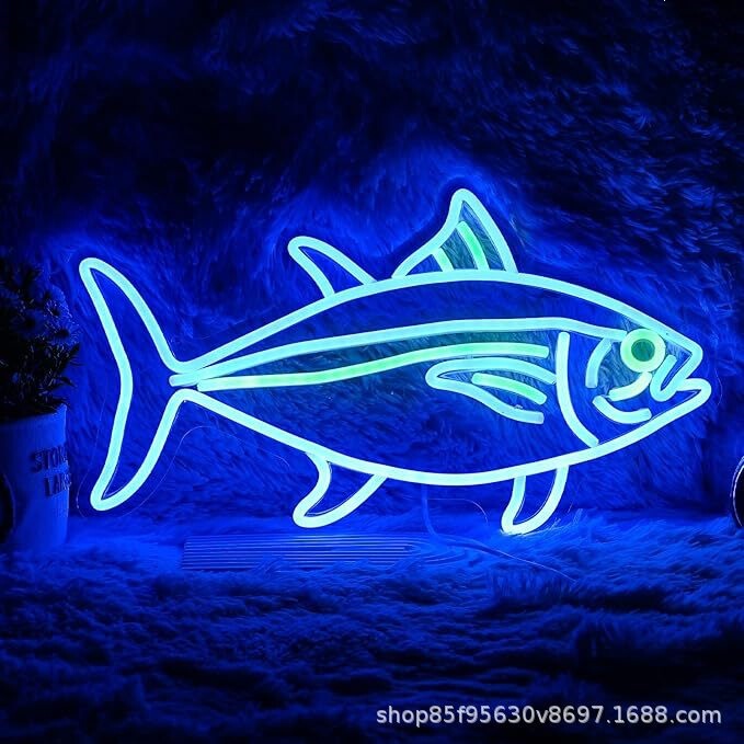 Neon Lights for Wall Decoration, Fishing Neon Lights, Men's Cave Dimmable Animal Led Lights