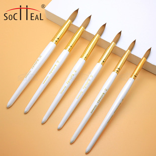 New nail pen White Rod pointed tail round head mink hair carved crystal pen factory spot direct sales
