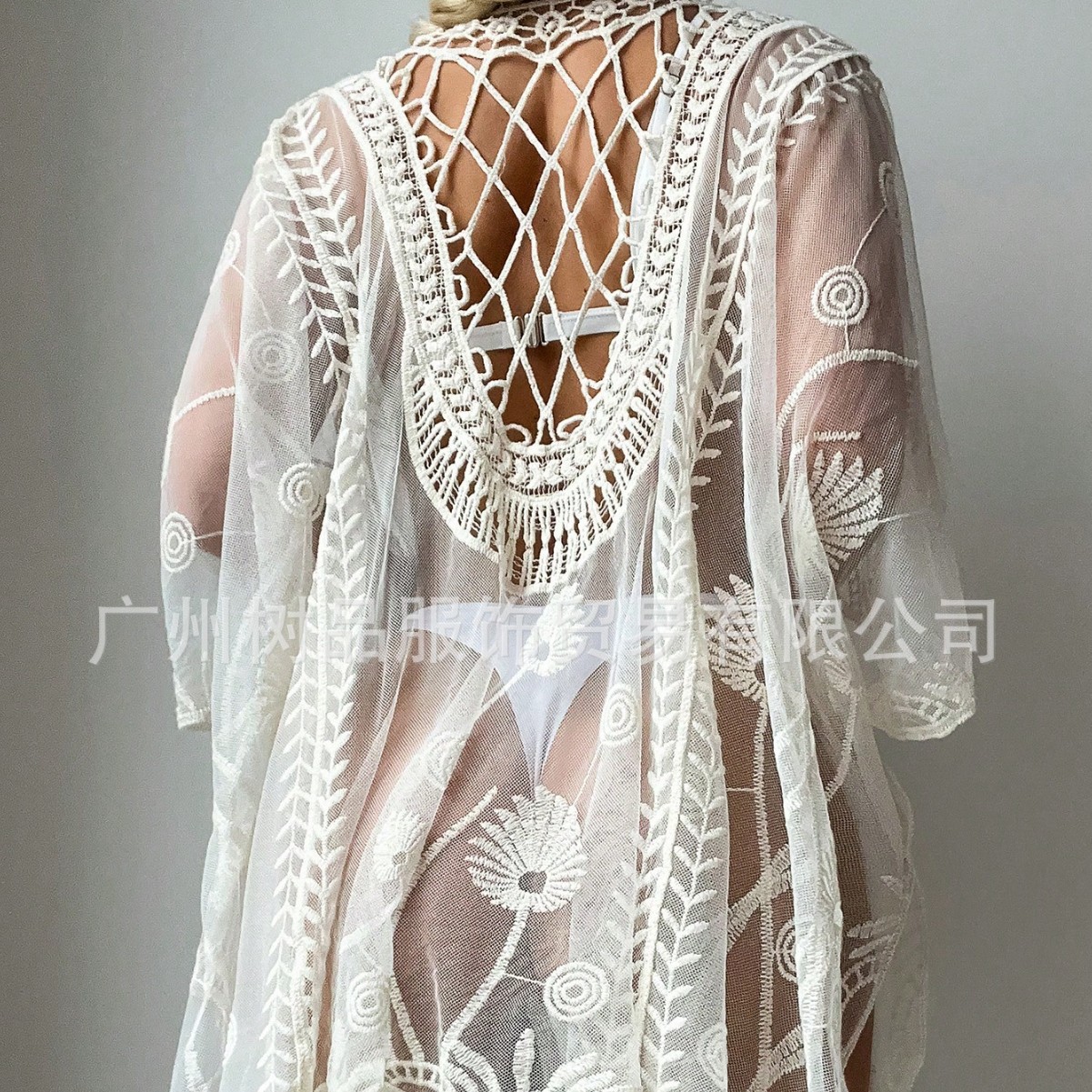 European and American cross-border sexy beach cover-up, lace sun protection cover-up, summer beach bikini cover-up for vacation