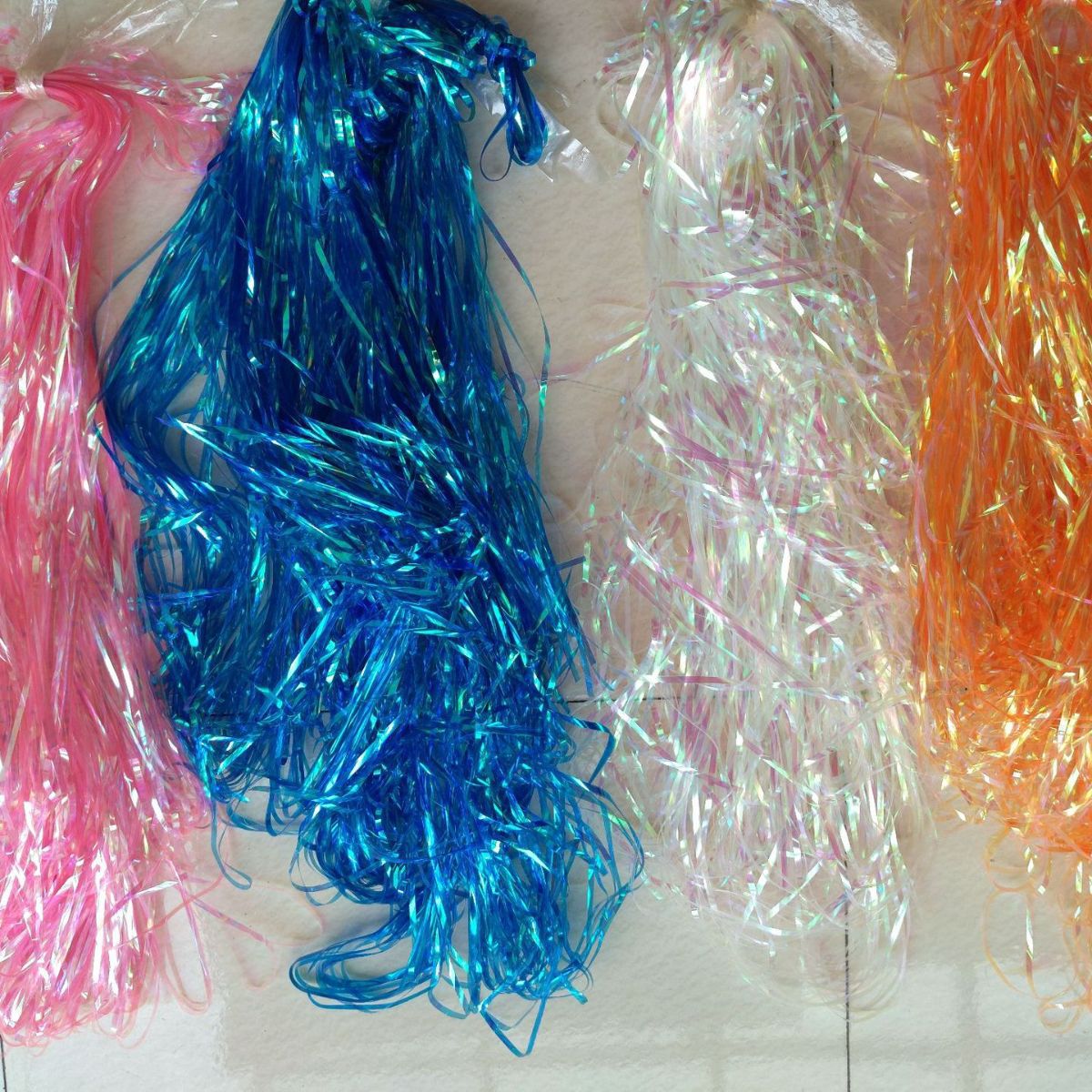 PET珠光浅玫红条浅草绿碎纸屑条浅天蓝金属膜分切条0.3cm宽度