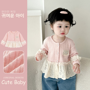 2025 Autumn Girls' Jackets New Cardigan Baby Girl Baby Tops Spring and Autumn Children's Patchwork Tops 5518