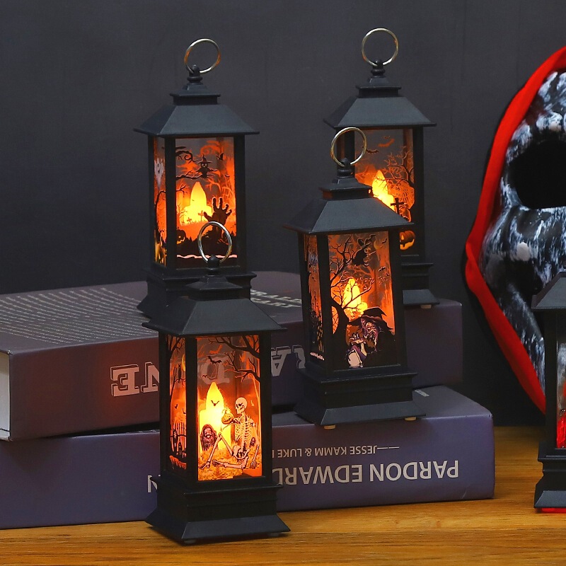 ハロウィーン装飾道具小風灯ろうそく灯火炎灯暖炉灯ledランプ手提げ風灯鬼節用品|undefined