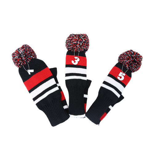 Amazon's new golf knitted hat cover, horizontal stripe club cover, plush putter protective cover, customized LOGO