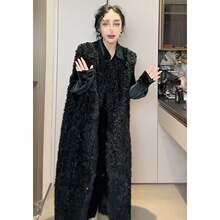 毛毛皮草马甲女中长款新款时尚感仿羊羔毛年轻款坎肩