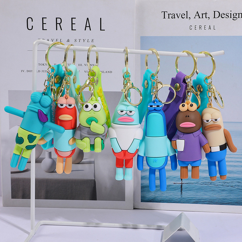 2026 Cross-Border Popular Anime Bikini Bottom Ugly Fish Silicone Keychain Cute Doll Bag Pendant Direct Wholesale from Manufacturer