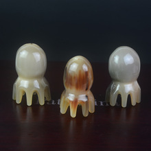 厂家批发牛角梳章鱼按摩白牦牛角八爪鱼头疗顺发梳宽齿小巧洗头梳