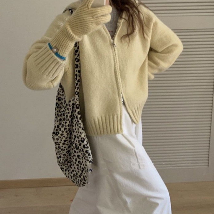 24 invierno Puyuan vientos de puerto doble cremallera suéter de manga larga chaqueta de mujeres perezosas de otoño superior