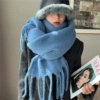 [Denim Blue] Circle yarn solid color scarf