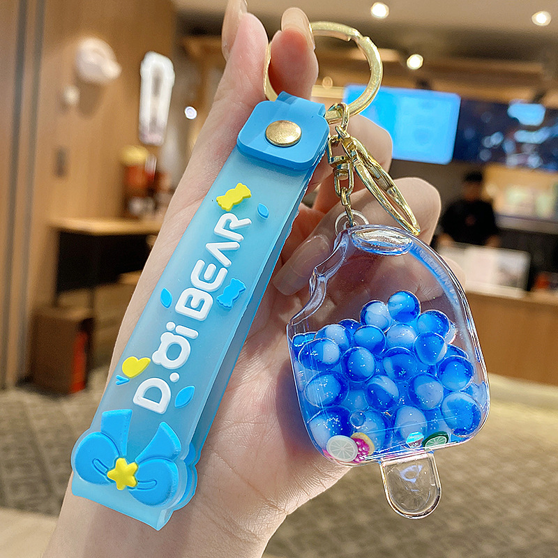 Llavero de acrílico con diseño de paleta de verano, relleno de aceite, con efecto arcoíris, exquisito y lindo colgante para bolso, regalo ideal para máquinas de ganchos, venta al por mayor.