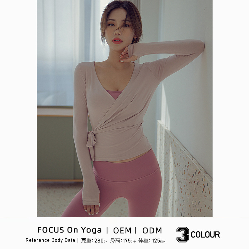 Spring and Summer New Style Rope-Tied Long-Sleeved Sports Fitness Clothing Yoga Tops Women's Slim Fashion Trendy Yoga Clothing T-Shirts