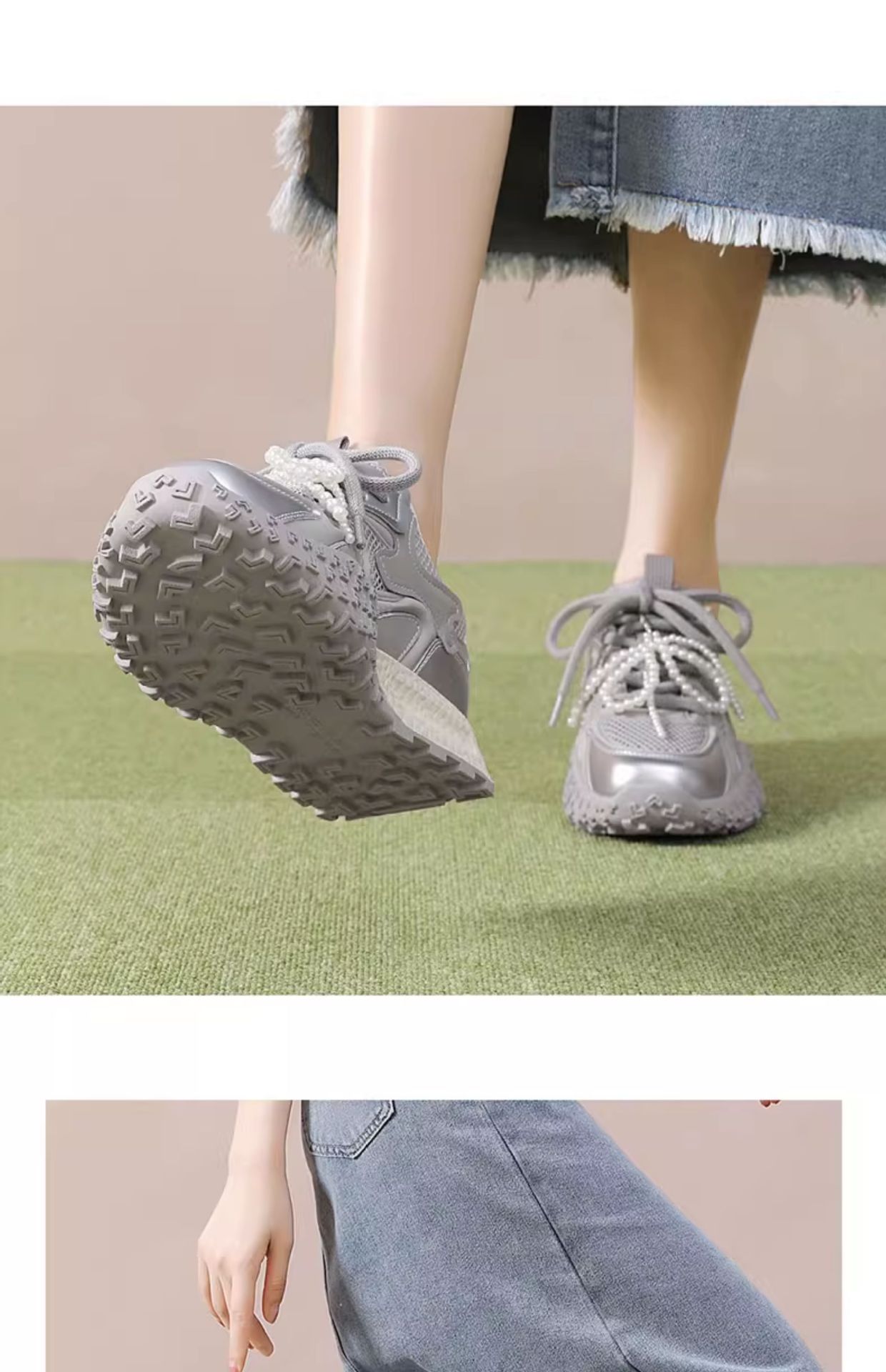 Giày sneaker lưới trắng nữ hè 2025 thoáng khí phối chân váy phong cách Đức Huấn — Đỏ3125101341, Màu hoa cà 3125101341, Bạc 3125101341 chi tiết 2