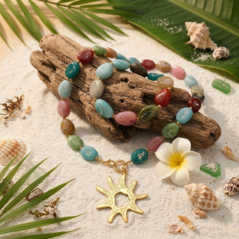 Tina Europa y los Estados Unidos transfronterizos de verano pequeños frescos collares de cuentas de color ligero lujo alta sensación de joyería de mujer al por mayor