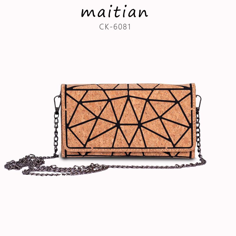 Ins Style Geometric Patchwork Crossbody Bag, Wood-Effect Leather Bag, Chain Bag, Women's Fashion Wallet, Multi-Purpose Bag
