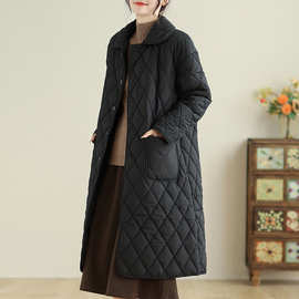 实拍 过膝棉服女中长款宽松棉衣ins冬装显瘦百搭外套棉袄