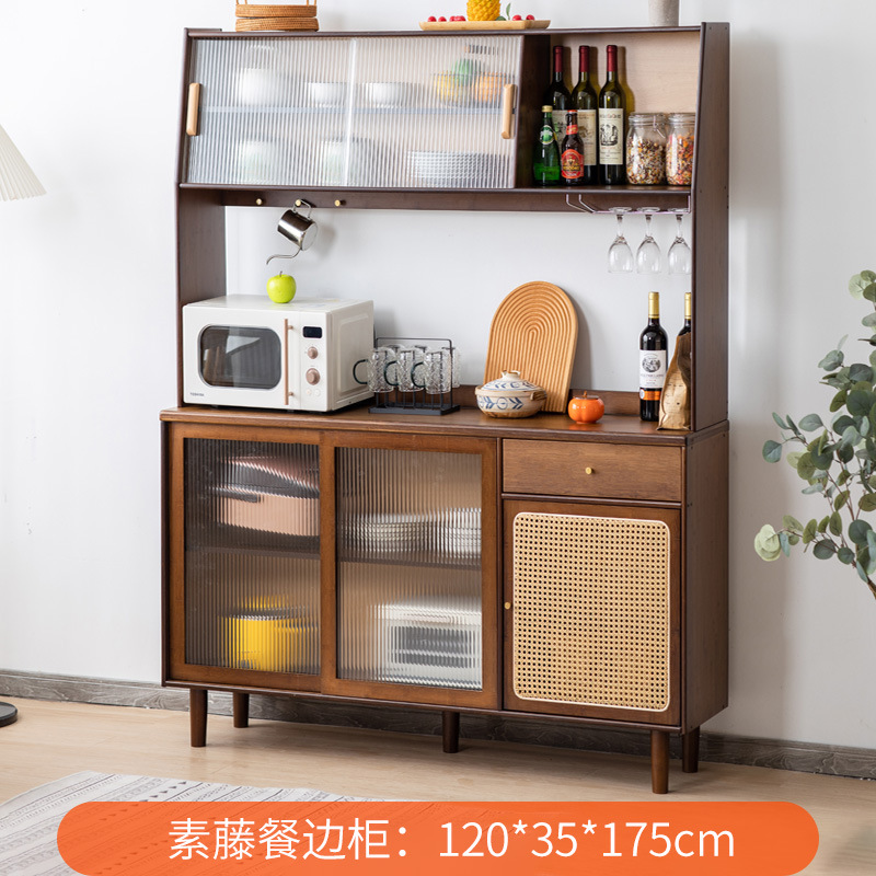 Gabinete lateral nórdico gabinete alto armario de cocina simple gabinete de Casa gabinete de ratán japonés puerta de vidrio gabinete de almacenamiento