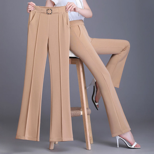 Women's Micro-Angle Suit Pants for Spring, Summer, and Autumn, High-Waisted, Slimming, Fitted, Versatile, Elastic, Drapey, Casual Micro-Angle Pants