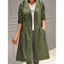 P 23953 Hooded Mid Length Thin Womens Trench Coat ��ñ�г���