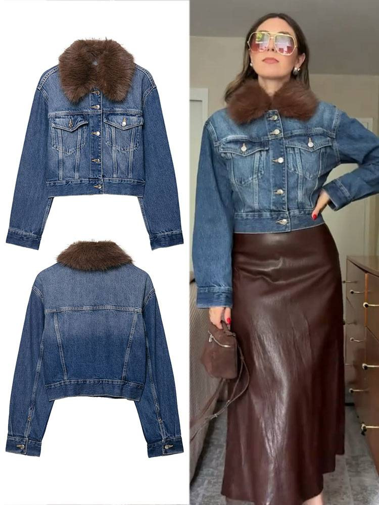 autumn elegant design denim long-sleeve for leisure