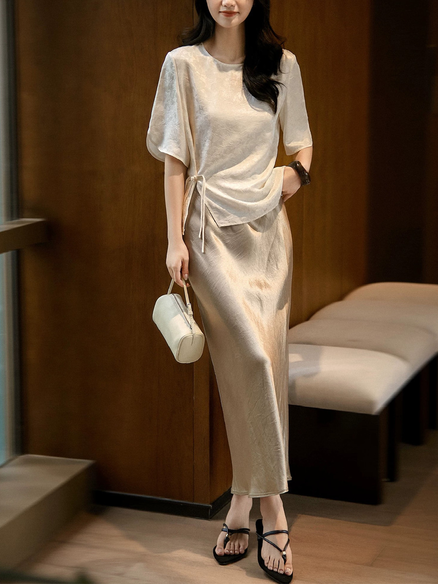 Dây buộc tóc nơ satin trắng ngọc trai — ngọc trai trắng
