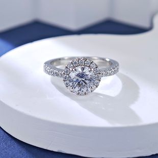 genuine goods Mosan Diamond Women's Ring with Ten Hearts and Ten Arrows Round Bag with Four Claw 1 karat s925 Sterling Silver Moissanite Ring with Certificate