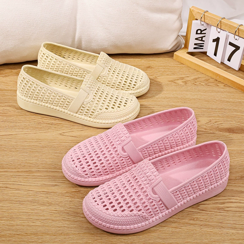 женские белые сетчатые сандалии на толстой подошве, туфли для медсестер, туфли для мам на мягкой подошве, сабо, рабочая обувь, пляжная обувь на плоской подошве, нескользящая обувь