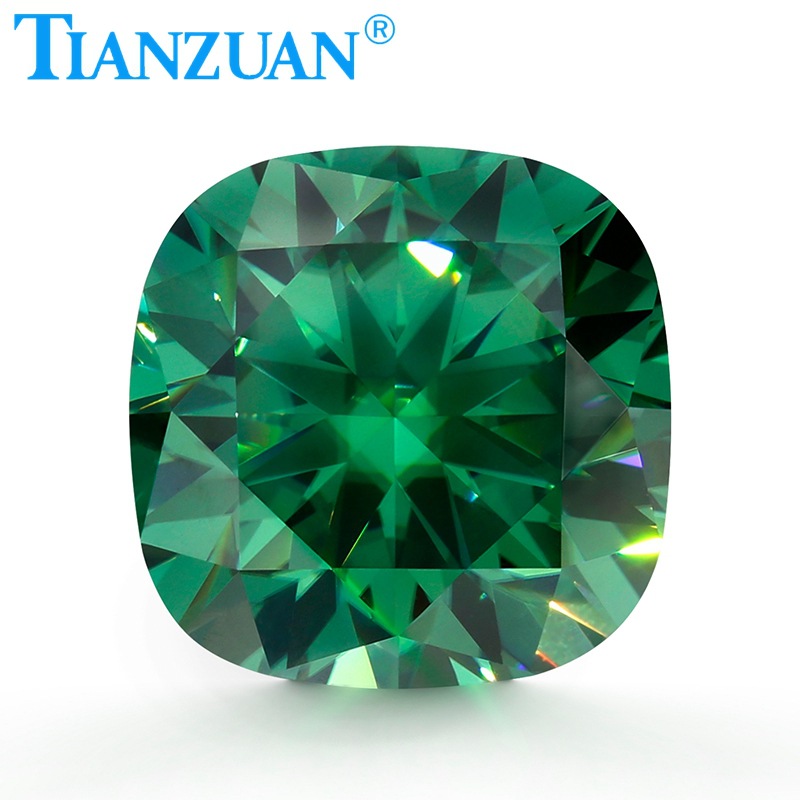 Square green gemstone for ring